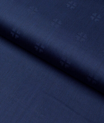 Soktas  Giza Cotton Self Design Shirting Fabric (Dark Royal Blue)