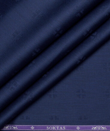 Soktas  Giza Cotton Self Design Shirting Fabric (Dark Royal Blue)