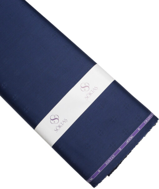 Soktas  Giza Cotton Self Design Shirting Fabric (Dark Royal Blue)
