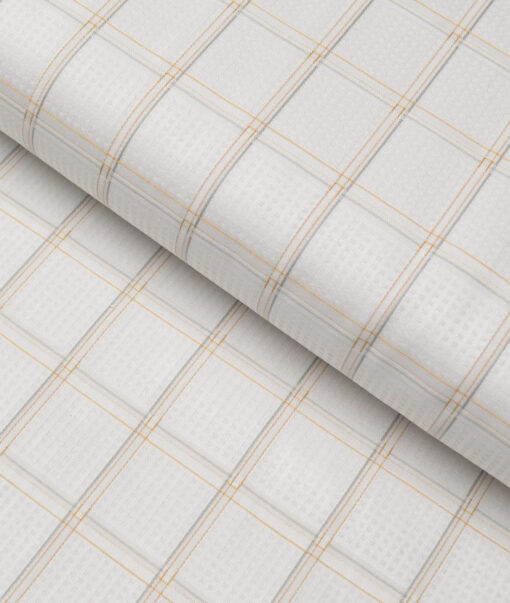 Soktas  Giza Cotton Checks Shirting Fabric (Light Grey )