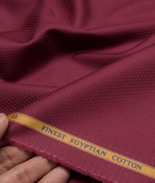 Soktas  Giza Cotton Structured Shirting Fabric (Maroon Red)