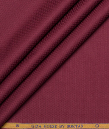 Soktas  Giza Cotton Structured Shirting Fabric (Maroon Red)