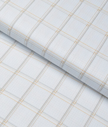 Soktas  Giza Cotton Checks Shirting Fabric (Sky Blue )