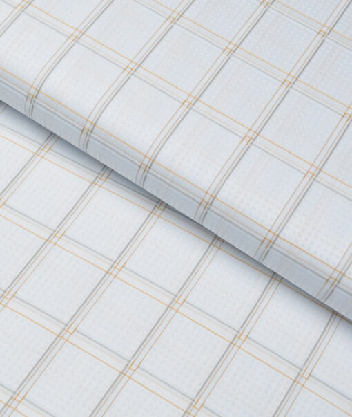 Soktas  Giza Cotton Checks Shirting Fabric (Sky Blue )