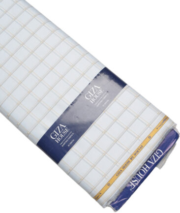 Soktas  Giza Cotton Checks Shirting Fabric (Sky Blue )
