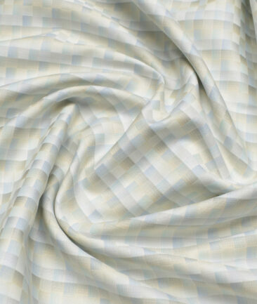 Soktas  Giza Cotton Self Design Shirting Fabric (White & Cream)