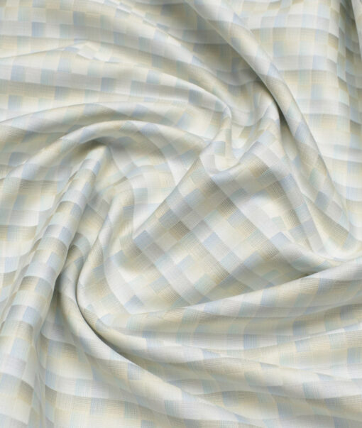 Soktas  Giza Cotton Self Design Shirting Fabric (White & Cream)