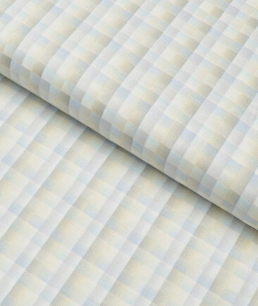 Soktas  Giza Cotton Self Design Shirting Fabric (White & Cream)