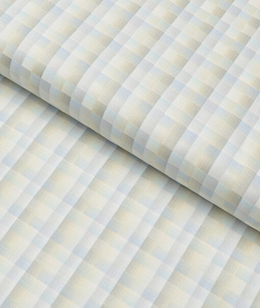 Soktas  Giza Cotton Self Design Shirting Fabric (White & Cream)