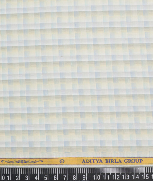 Soktas  Giza Cotton Self Design Shirting Fabric (White & Cream)