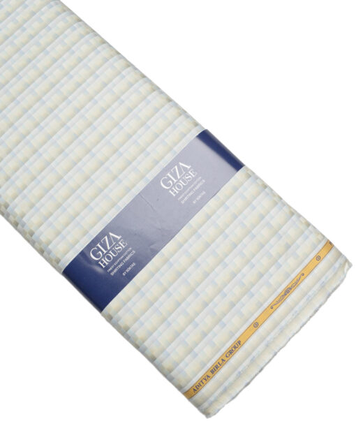 Soktas  Giza Cotton Self Design Shirting Fabric (White & Cream)