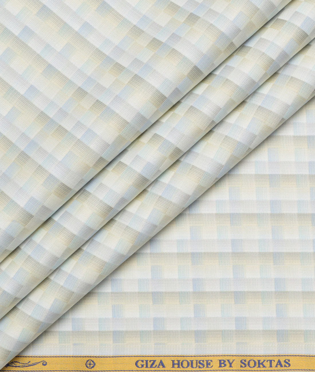 Soktas Giza Cotton Self Design Shirting Fabric (White & Cream) Soktas Giza Cotton Self Design Shirting Fabric (White & Cream)
