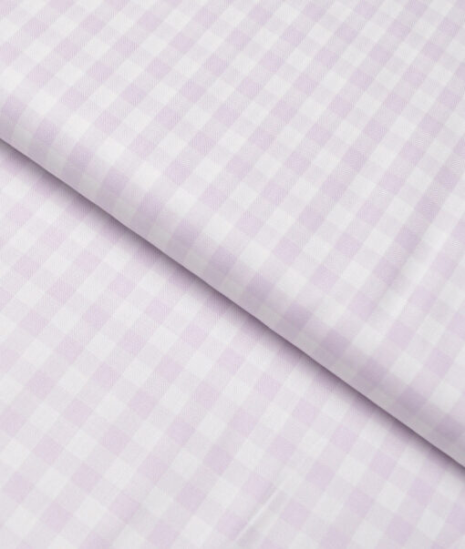 Soktas  Giza Cotton Checks Shirting Fabric (White & Purple)