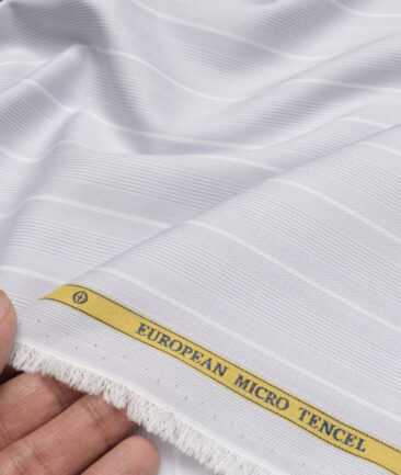 Soktas  Cotton Tencel Striped Shirting Fabric (Light Grey)