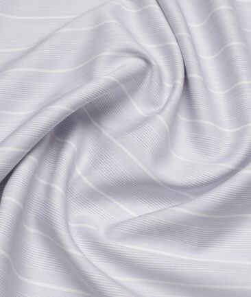 Soktas  Cotton Tencel Striped Shirting Fabric (Light Grey)
