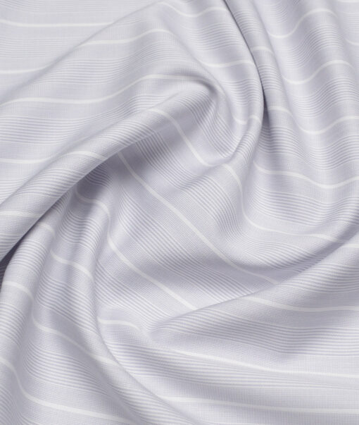 Soktas  Cotton Tencel Striped Shirting Fabric (Light Grey)