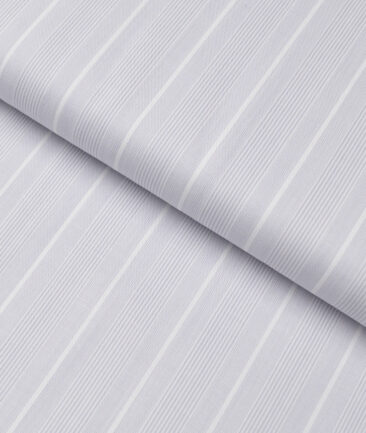 Soktas  Cotton Tencel Striped Shirting Fabric (Light Grey)