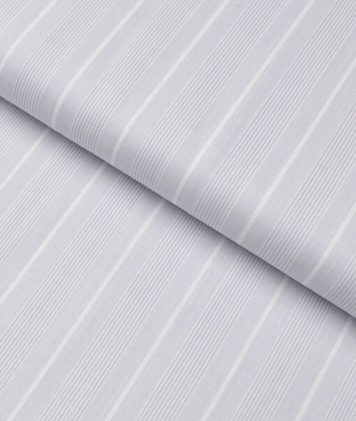 Soktas  Cotton Tencel Striped Shirting Fabric (Light Grey)