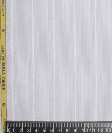 Soktas  Cotton Tencel Striped Shirting Fabric (Light Grey)