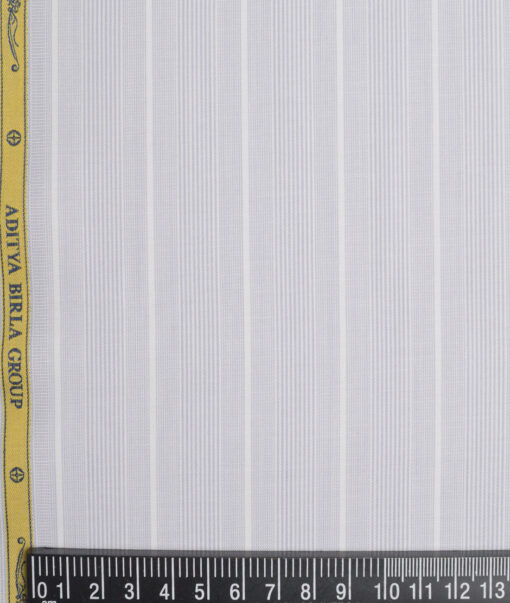 Soktas  Cotton Tencel Striped Shirting Fabric (Light Grey)