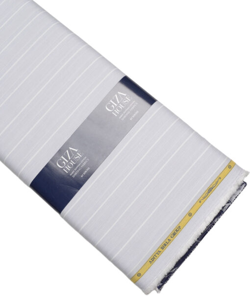 Soktas  Cotton Tencel Striped Shirting Fabric (Light Grey)