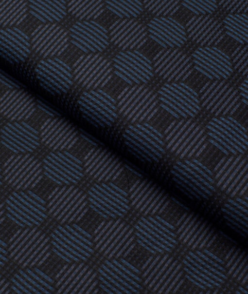 Soktas  Giza Cotton Self Design Shirting Fabric (Black & Blue)