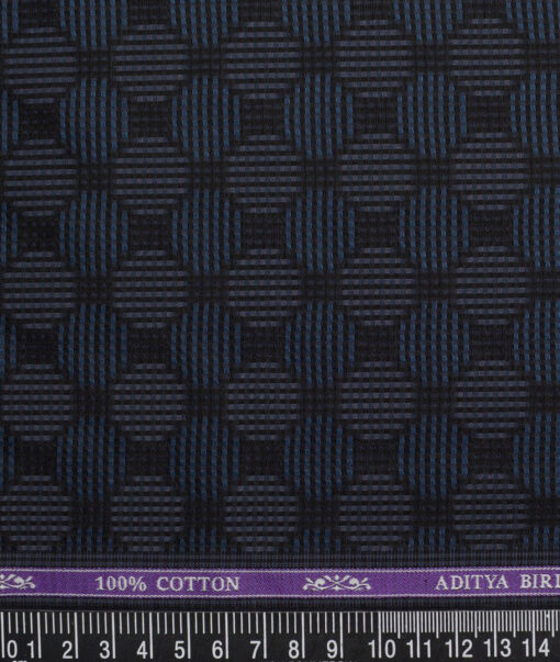 Soktas  Giza Cotton Self Design Shirting Fabric (Black & Blue)