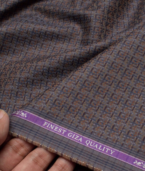Soktas  Giza Cotton Self Design Shirting Fabric (Brown)