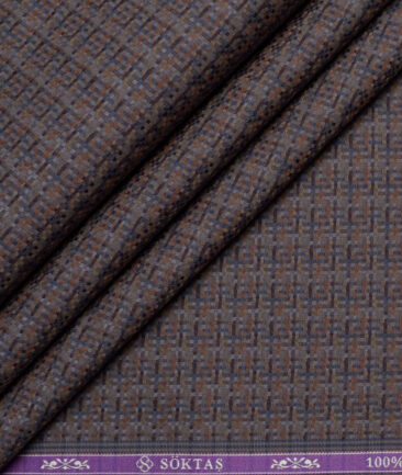 Soktas  Giza Cotton Self Design Shirting Fabric (Brown)