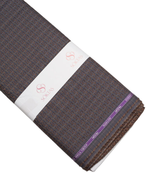Soktas  Giza Cotton Self Design Shirting Fabric (Brown)