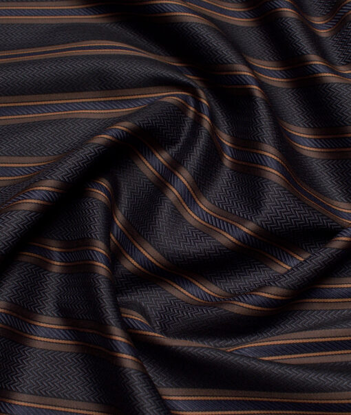 Soktas 2 Ply 100's Giza Cotton Striped Shirting Fabric (Dark Grey)