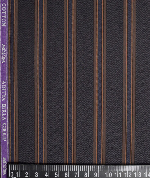 Soktas 2 Ply 100's Giza Cotton Striped Shirting Fabric (Dark Grey)