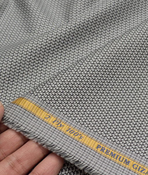 Soktas 2 Ply 100's Giza Cotton Structured Shirting Fabric (Grey)