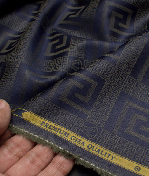 Soktas  Giza Cotton Self Design Shirting Fabric (Dark Royal Blue)