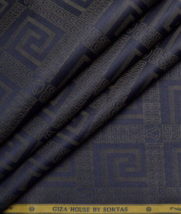 Soktas  Giza Cotton Self Design Shirting Fabric (Dark Royal Blue)