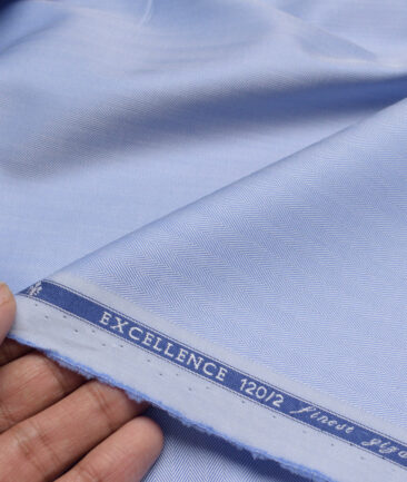 Soktas 2 Ply 120's Giza Cotton Striped Shirting Fabric (Light Blue)