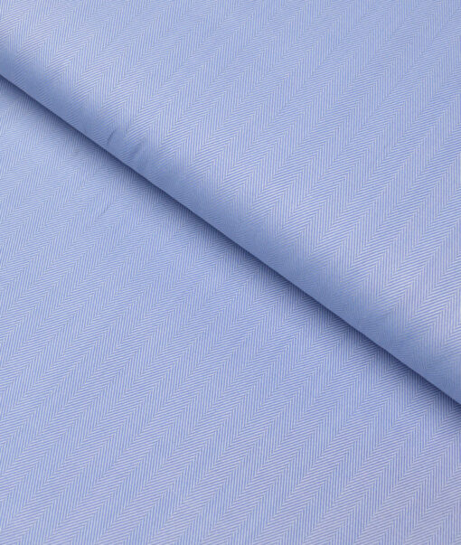 Soktas 2 Ply 120's Giza Cotton Striped Shirting Fabric (Light Blue)