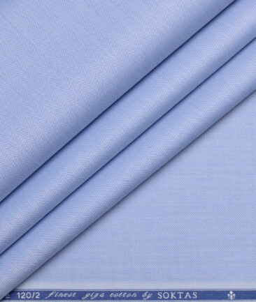 Soktas 2 Ply 120's Giza Cotton Striped Shirting Fabric (Light Blue)