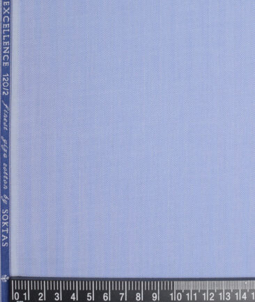 Soktas 2 Ply 120's Giza Cotton Striped Shirting Fabric (Light Blue)