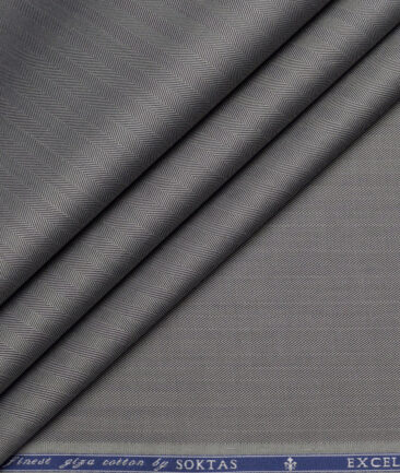 Soktas 2 Ply 120's Giza Cotton Striped Shirting Fabric (Dark Grey)