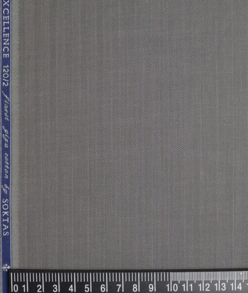 Soktas 2 Ply 120's Giza Cotton Striped Shirting Fabric (Dark Grey)