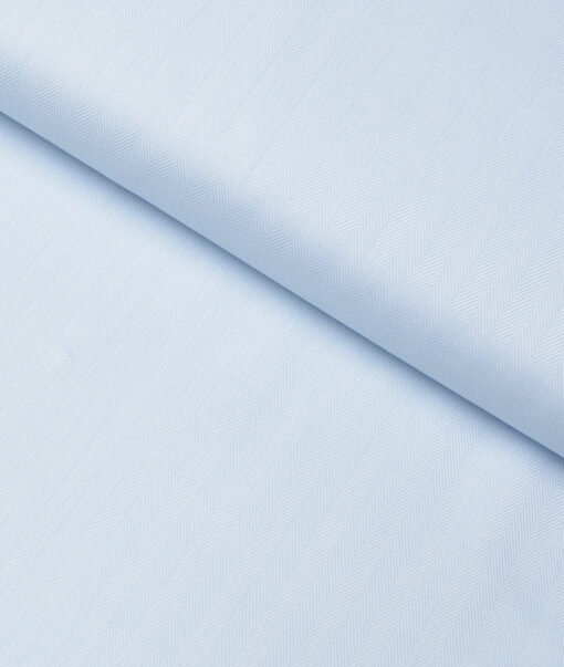 Soktas 2 Ply 120's Giza Cotton Striped Shirting Fabric (Sky Blue )