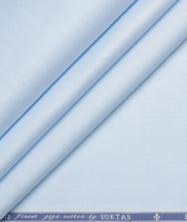 Soktas 2 Ply 120's Giza Cotton Striped Shirting Fabric (Sky Blue )