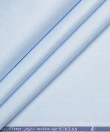 Soktas 2 Ply 120's Giza Cotton Striped Shirting Fabric (Sky Blue )