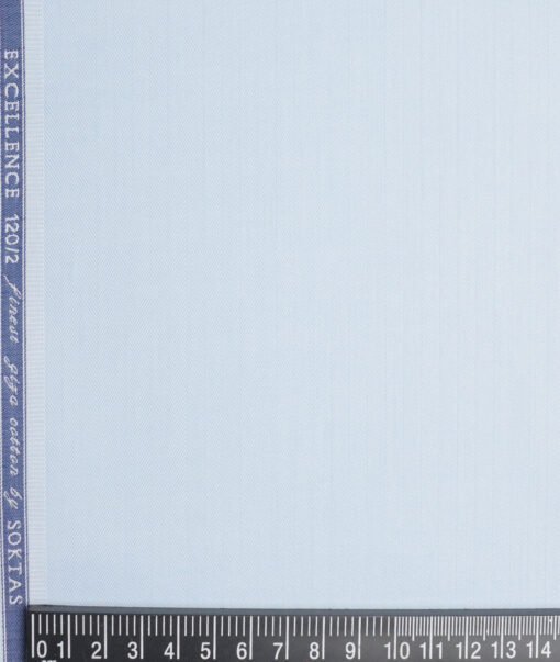 Soktas 2 Ply 120's Giza Cotton Striped Shirting Fabric (Sky Blue )
