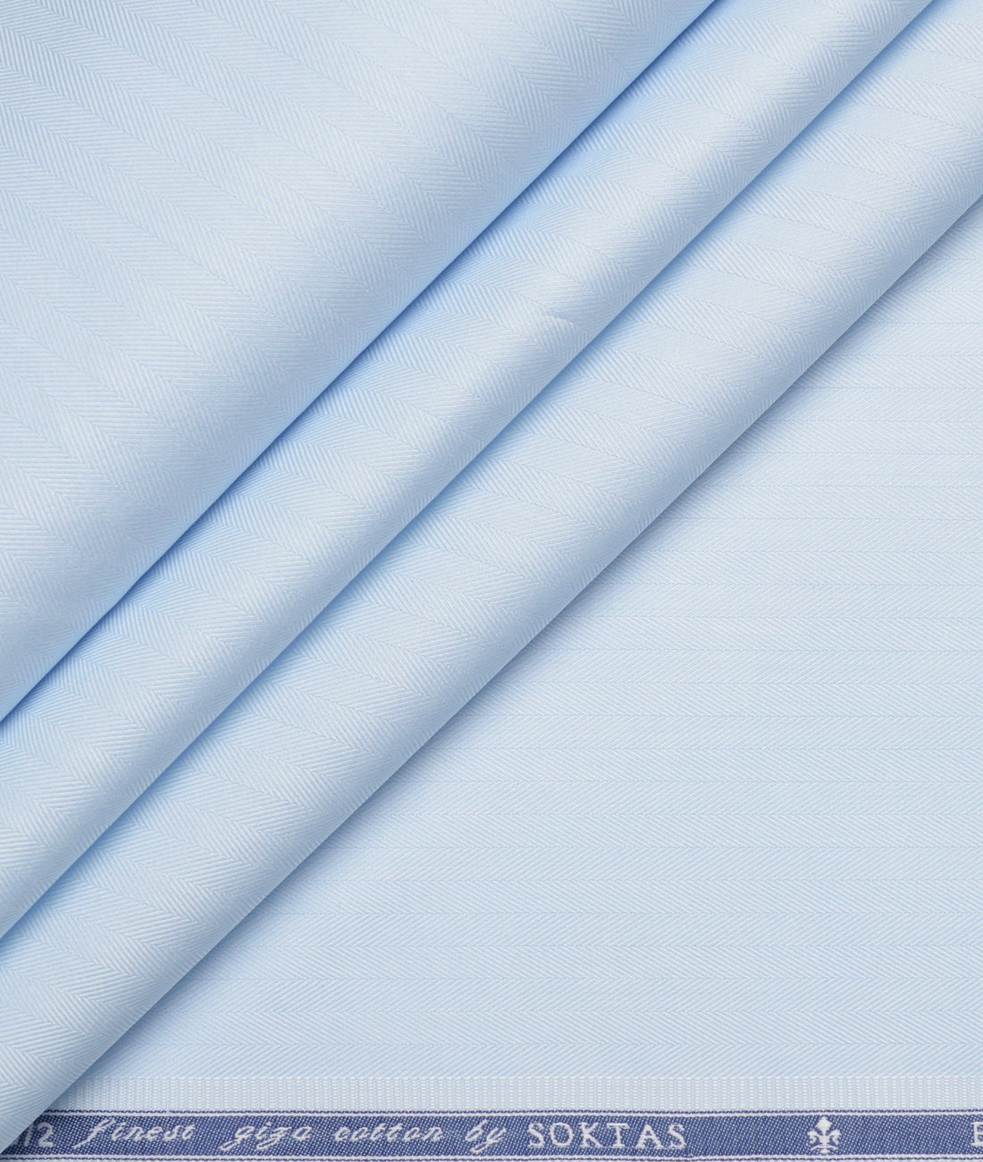 Soktas 2 Ply 120's Giza Cotton Striped Shirting Fabric (Sky Blue ) Soktas 2 Ply 120's Giza Cotton Striped Shirting Fabric (Sky Blue )