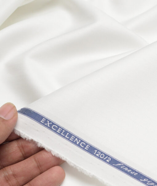Soktas 2 Ply 120's Giza Cotton Striped Shirting Fabric (White)