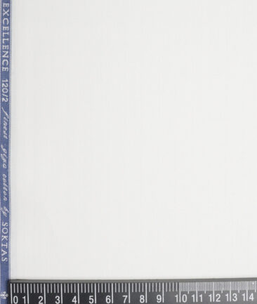 Soktas 2 Ply 120's Giza Cotton Striped Shirting Fabric (White)