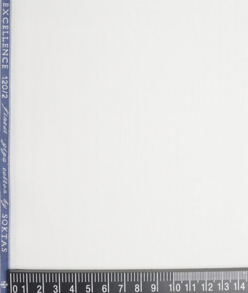 Soktas 2 Ply 120's Giza Cotton Striped Shirting Fabric (White)