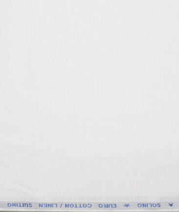 Solino  Solids European Cotton Linen Stretchable Trouser or Chinos Fabric (White) - Image 4
